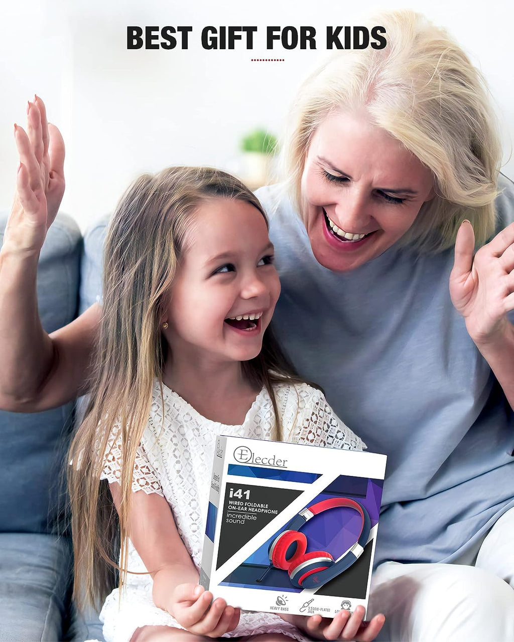 I41 Kids Headphones, on Ear Headphones with 3.5Mm Jack for Kids Children Girls Boys Teens, Foldable, Adjustable, Red